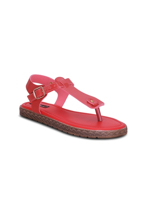 

Get Glamr Women Red Solid Synthetic T-Strap Flats