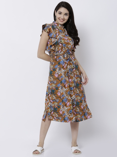 

Tokyo Talkies Women Brown Printed Shirt Dress