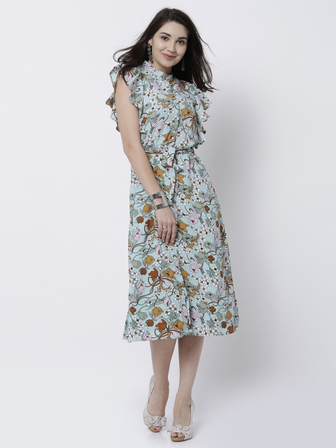 

Tokyo Talkies Women Teal Printed Shirt Dress