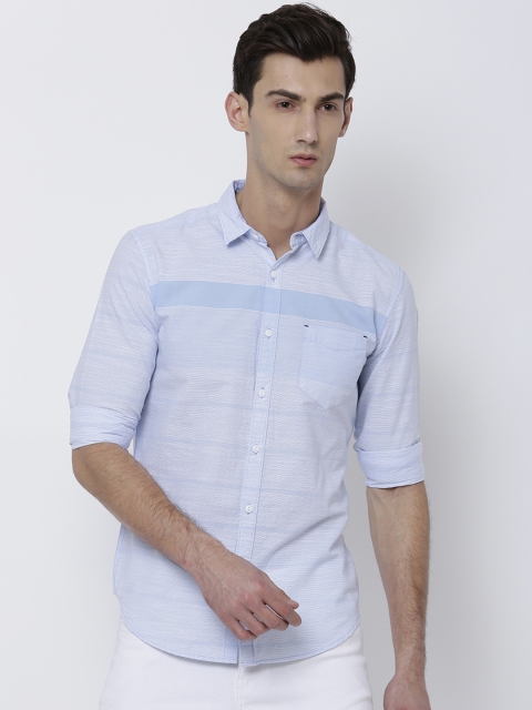 

LOCOMOTIVE Men Blue Slim Fit Striped Casual Shirt