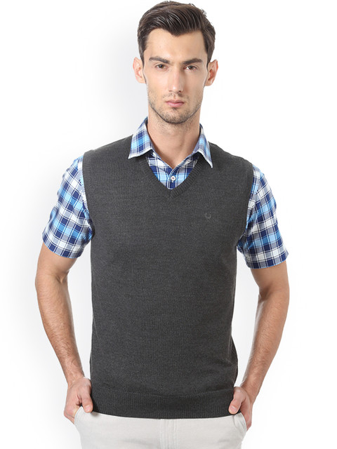 

Allen Solly Men Grey Self Design Sweater Vest