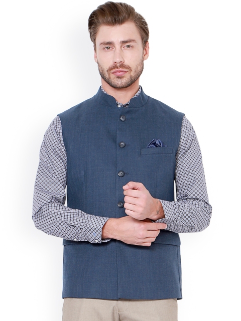 

Van Heusen Men Blue Woollen Nehru Jacket