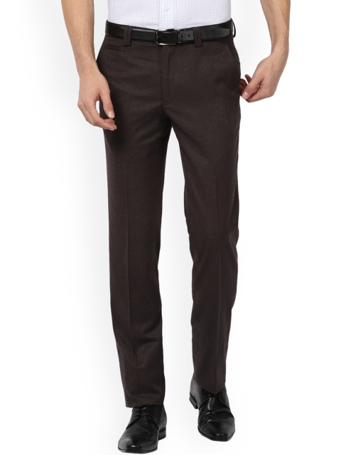 

V Dot Men Brown Slim Fit Self-Design Formal Trousers