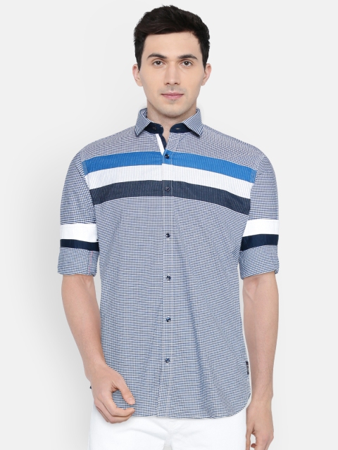 

Killer Men Blue Slim Fit Self Design Casual Shirt