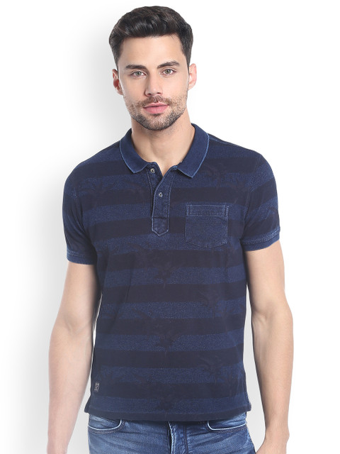 

Killer Men Blue Dyed Polo Collar T-shirt