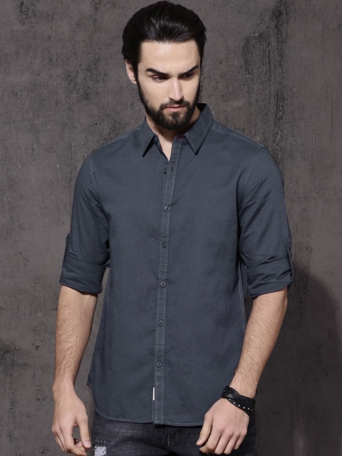 

Roadster Men Blue Regular Fit Solid Casual Shirt