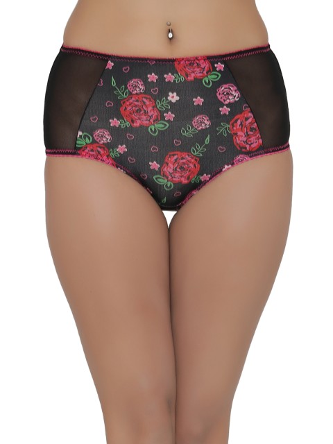 

Clovia Black & Red Floral Print Hipster Briefs PN1869P133XL