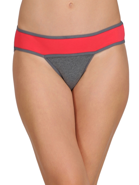 

Clovia Grey & Red Colourblocked Bikini Briefs PN2142P05M