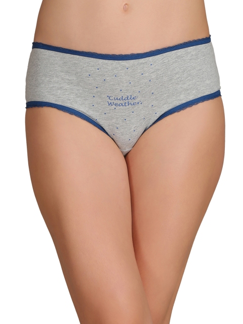 

Clovia Grey & Blue Printed Mid Waist Hipster Briefs PN2145P01S