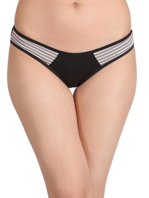 

Clovia Black, Grey & White Striped Bikini Briefs PN2204P13XL