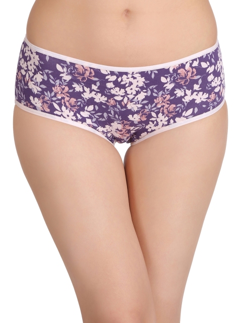 

Clovia Purple & White Floral Print Hipster Briefs PN2213P15XL