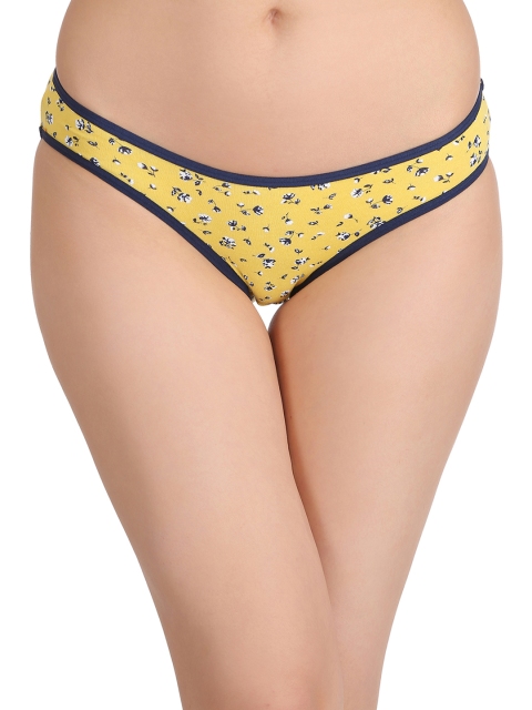 

Clovia Yellow & Black Floral Print Bikini Briefs PN2225P02M