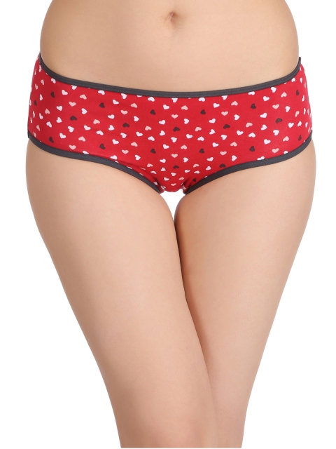 

Clovia Red & Black Heart Print Hipster Briefs PN2226P04L