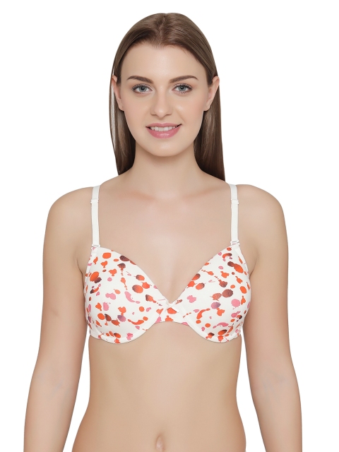 

Clovia Cream-Coloured Printed Underwired Lightly Padded T-shirt Bra BR0898R0436C