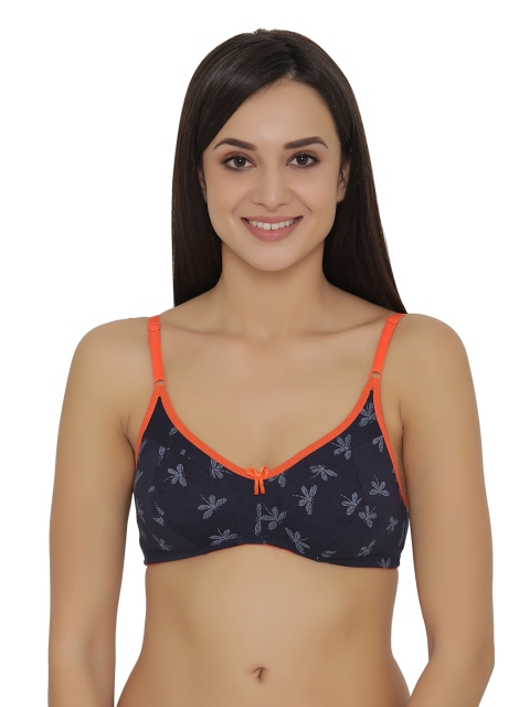 

Clovia Cotton Non-Padded Non-Wired Printed Bra, Blue