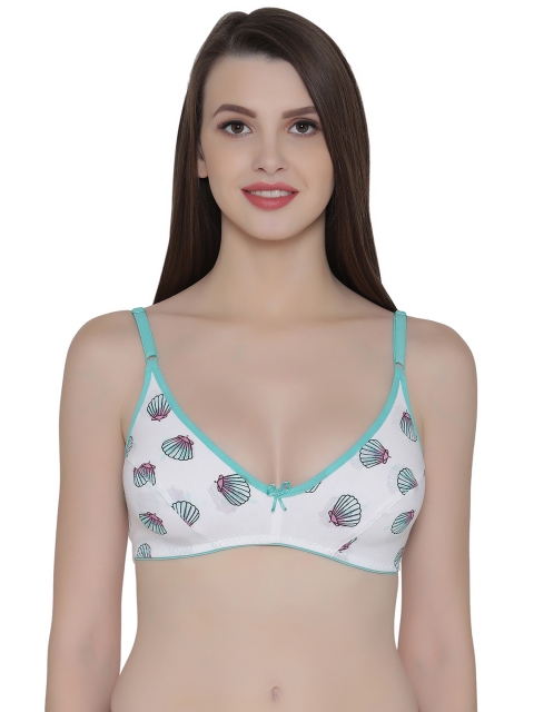 

Clovia Sea Green & Off-White Printed Non-Wired Non Padded Everyday Bra