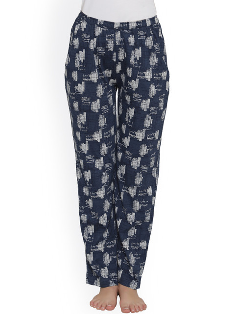 

Clovia Blue & White Abstract Printed Cotton Pyjama