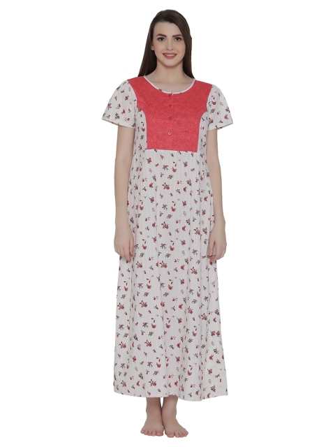 

Clovia White Printed Nightdress