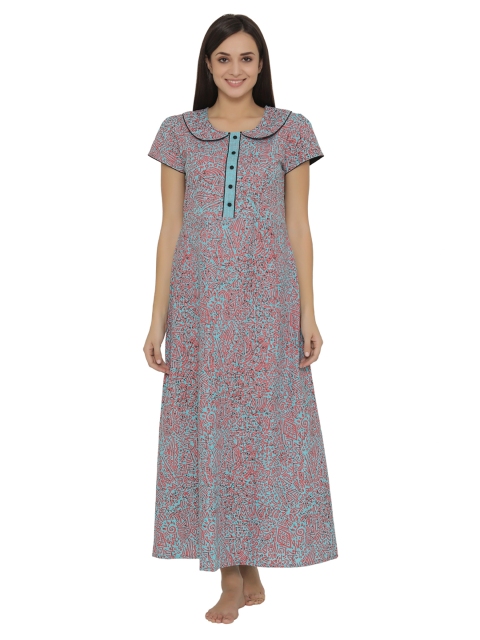 

Clovia Blue & Red Printed Nightdress