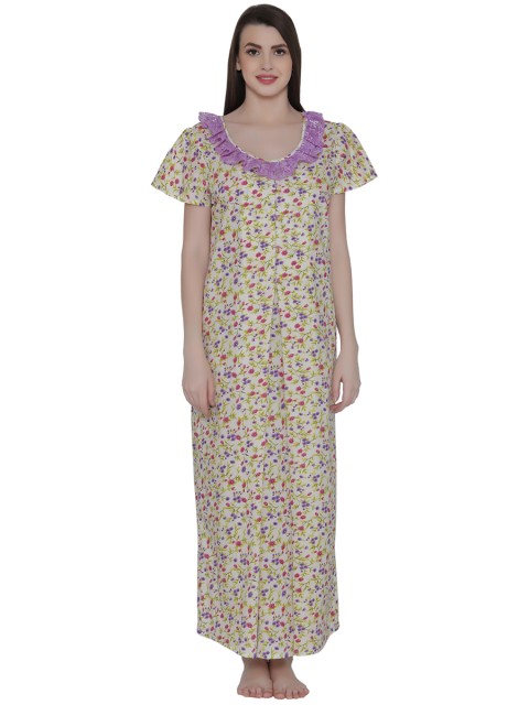 

Clovia Purple & Off-White Printed Nightdress