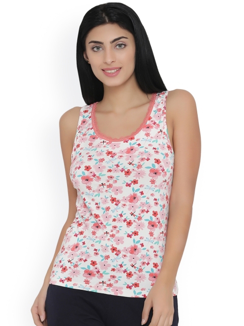 

Clovia White Floral Print Camisole CM0014P18S
