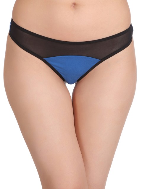 

Clovia Blue & Black Thong Briefs PN2105P08XL