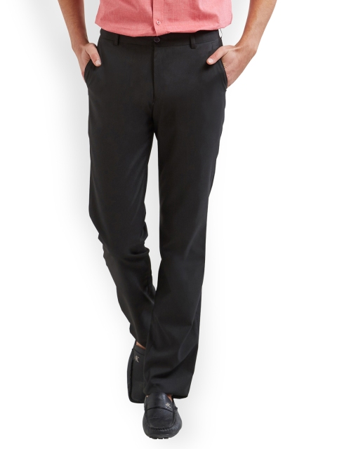 

Solemio Men Black Slim Fit Solid Regular Trousers