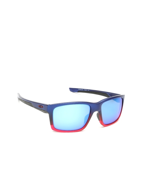 

OAKLEY Men Mirrored Rectangle Sunglasses 0OO926492643257, Blue