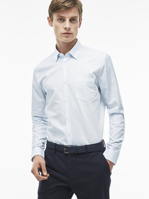 

Lacoste Men Blue & White Regular Fit Checked Formal Shirt