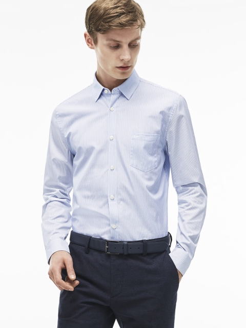 

Lacoste Men Blue & White Regular Fit Striped Casual Shirt