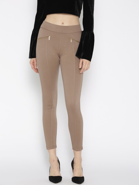 

Kraus Jeans Women K4005 Brown Solid Woven High Rise Jeggings