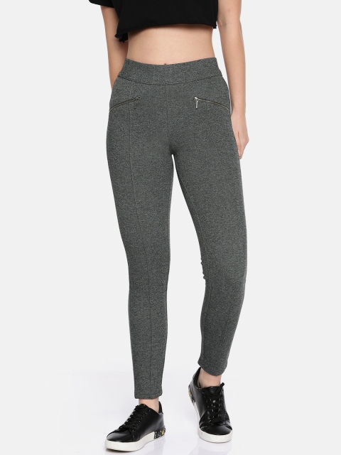 

Kraus Jeans Women K4005 Grey Solid Woven High Rise Jeggings