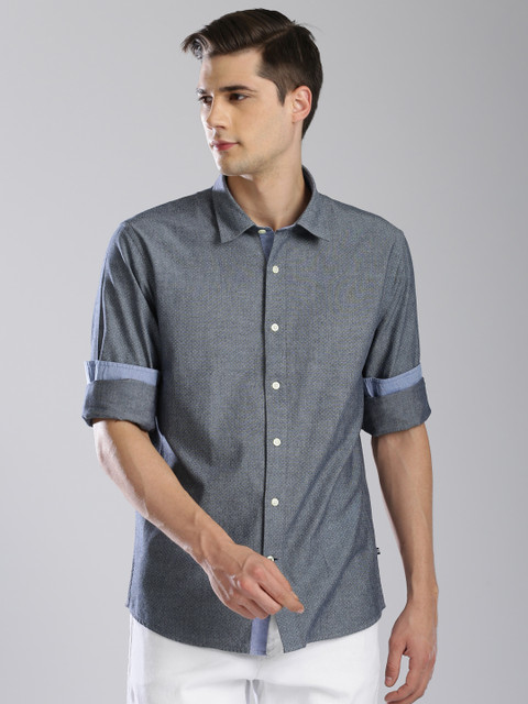 

Nautica Men Grey Slim Fit Printed Casual Shirt