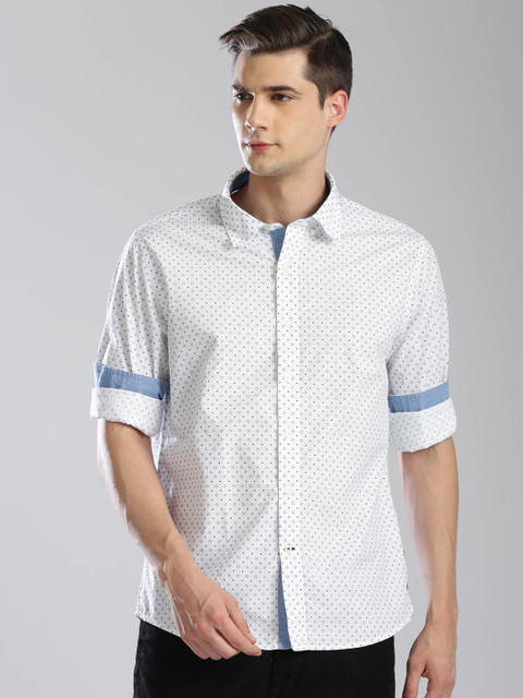 

Nautica Men White Slim Fit Printed Casual Shirt