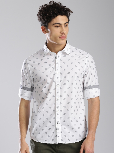 

Nautica Men White Slim Fit Printed Casual Shirt