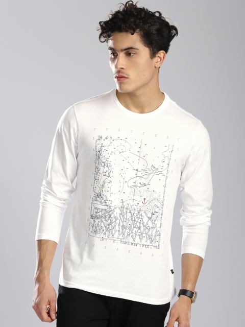 

Nautica Men White Printed Round Neck T-shirt