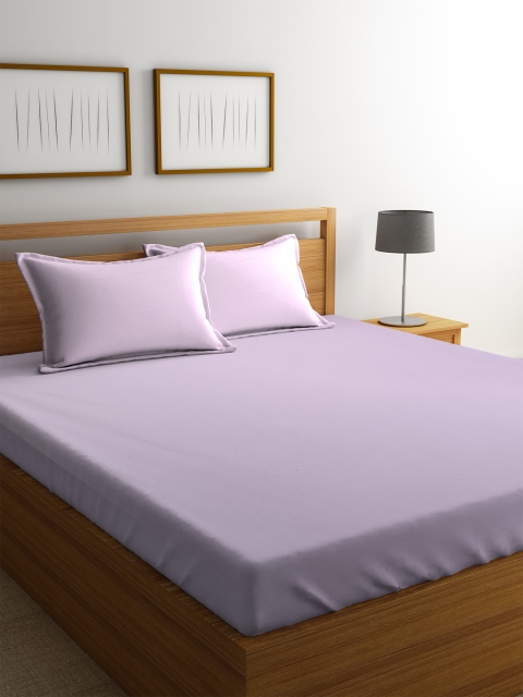 

Portico New York Lavender Solid Flat 144 TC Cotton 1 Queen Bedsheet with 2 Pillow Covers