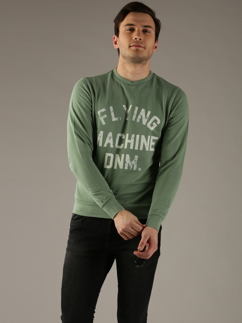 

Flying Machine Men Green Printed Sweatshirt
