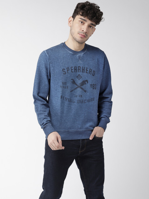 

Flying Machine Men Blue Printed Sweatshirt