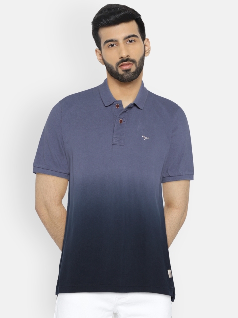 

Flying Machine Men Blue Dyed Polo Collar T-shirt