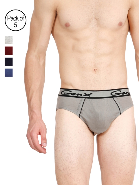 

Genx Men Charcoal Pack of 5 Assorted Briefs GUSTO OE-CDEFH, Multi