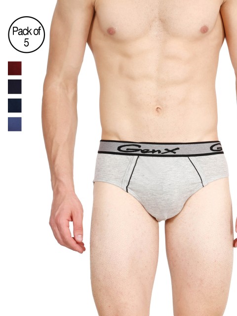 

Genx Men Charcoal Pack of 5 Assorted Briefs GUSTO OE-DEFGH, Multi