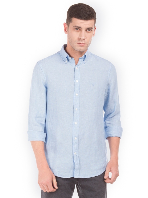 

GANT Men Blue Regular Fit Solid Casual Linen Shirt