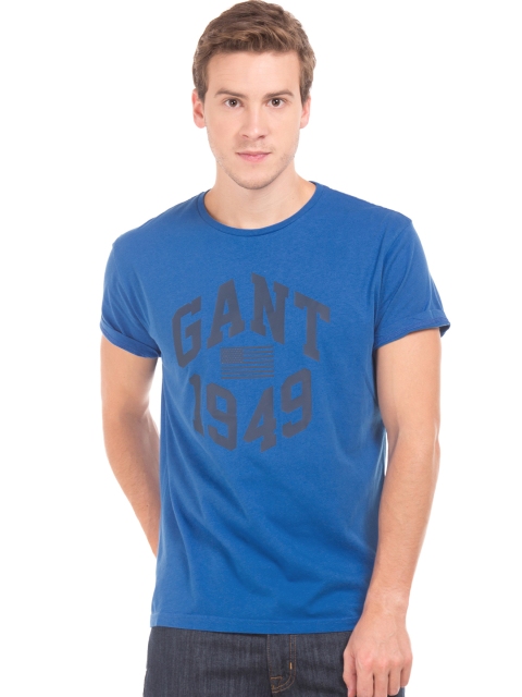 

GANT Men Blue Printed Round Neck T-shirt