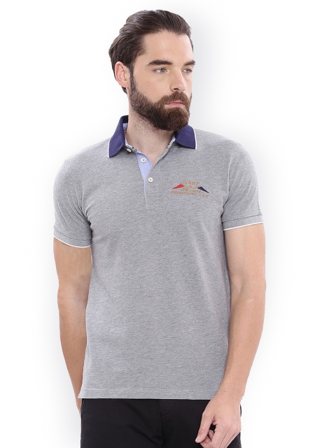 

GANT Men Grey Solid Polo Collar T-shirt