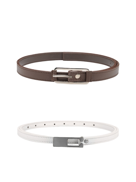 

Scarleti Women White & Brown Solid Belt