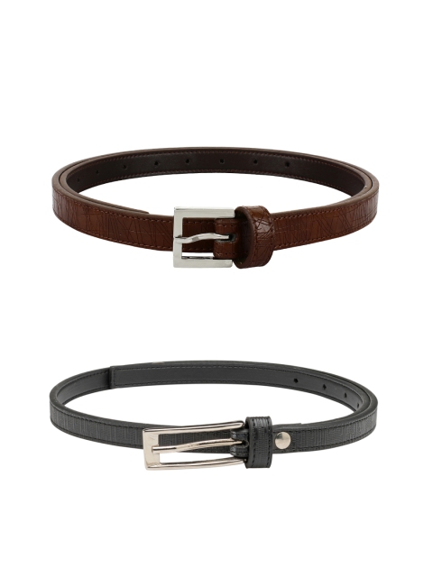 

Scarleti Women Set of 2 Solid Belts, Brown