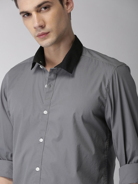 

Mast & Harbour Men Grey Slim Fit Solid Casual Shirt