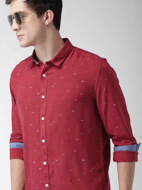 

Mast & Harbour Men Maroon Slim Fit Printed Casual Shirt