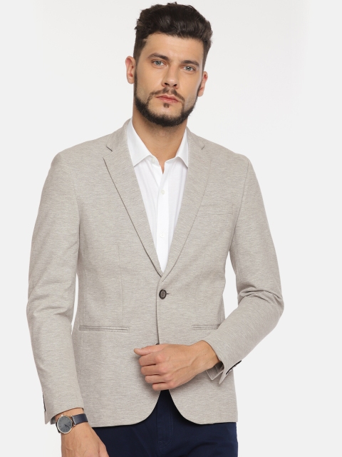 

Jack & Jones Men Grey Solid Single-Breasted Casual Blazer